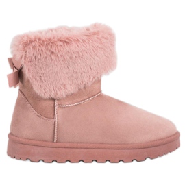 SHELOVET Mukluki szőrmével rózsaszín