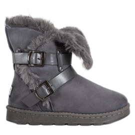 Bona Velúr Mukluki csíkokkal szürke