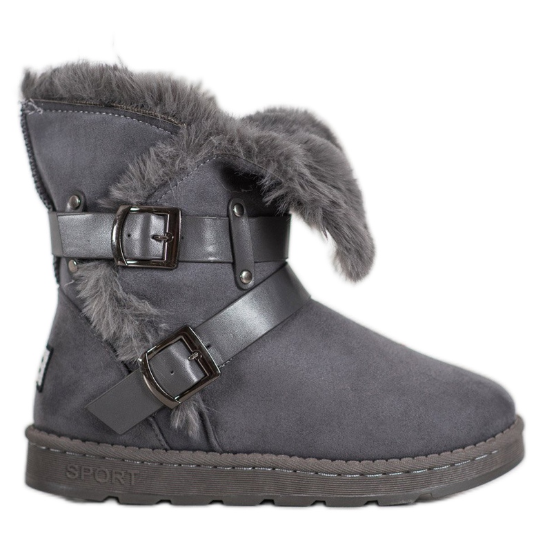 Bona Velúr Mukluki csíkokkal szürke