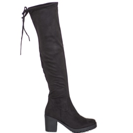 SHELOVET Velúr platformos csizma fekete