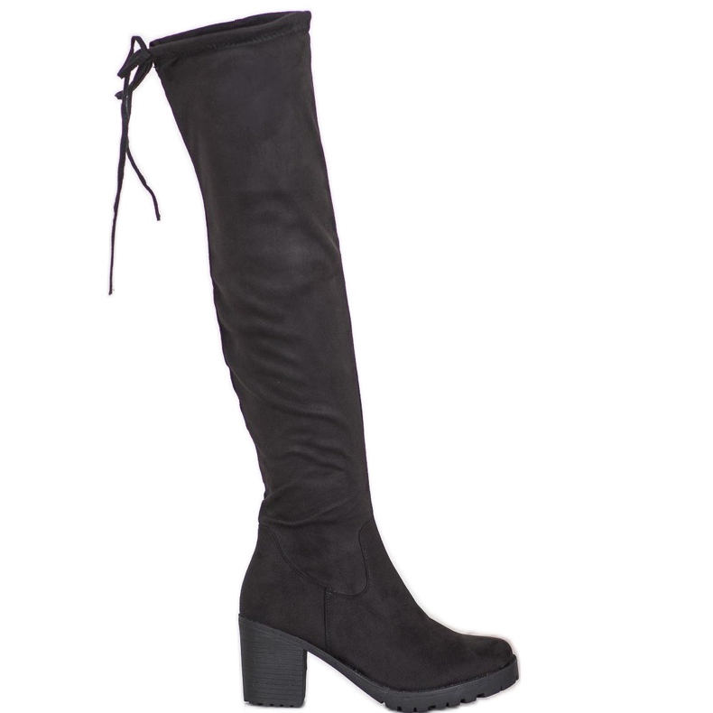 SHELOVET Velúr platformos csizma fekete