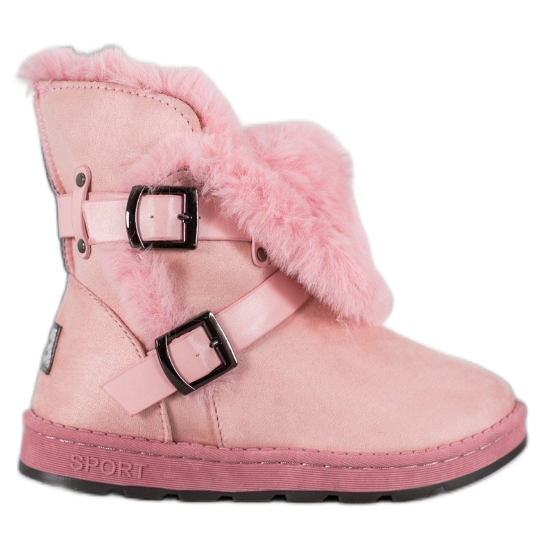 Bona Velúr Mukluki csíkokkal rózsaszín