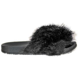 SHELOVET Kényelmes szőrme papucs fekete