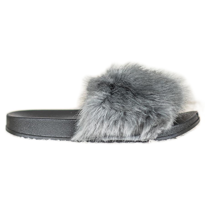 SHELOVET Kényelmes szőrme papucs szürke