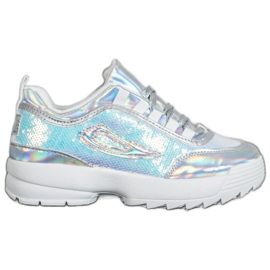 SHELOVET Cipők flitterekkel fehér szürke