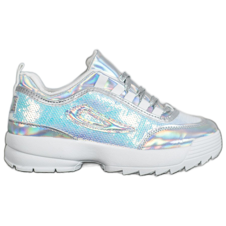 SHELOVET Cipők flitterekkel fehér szürke