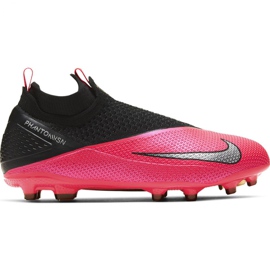 Nike Phantom Vsn 2 Elite Df FG / MG Jr CD4062-606 futballcipő piros-rózsaszín, fekete rózsaszín