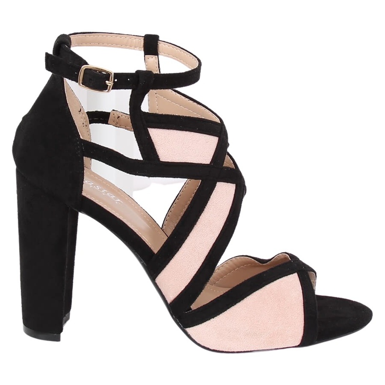 Fekete és rózsaszín szandál a poszton LE071P Pink