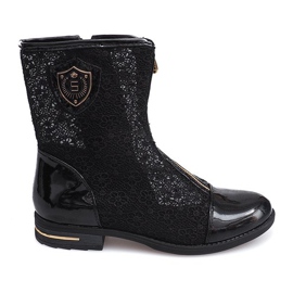 Áttört csizma cipzáras X362 fekete