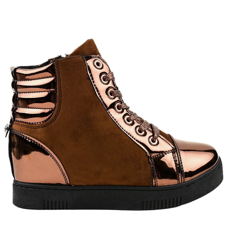 Barna lakkozott velúr cipők TL-57