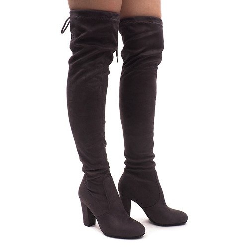 Suede csizma a sarkon 6221-2 szürke Suede csizma a sarkon 6221-2 szürke
