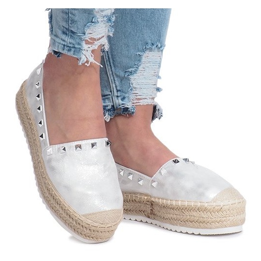 Ezüst espadrillák a Glam ékén szürke