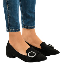 Fekete velúr magas sarkú cipő L419