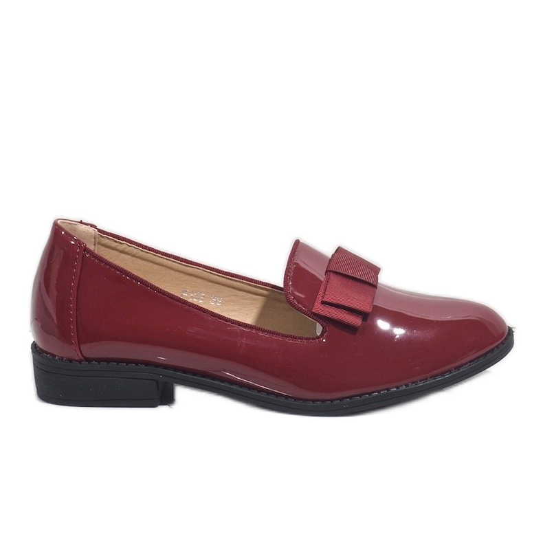 Női piros mokaszin masnival F158