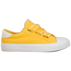 SHELOVET Kényelmes textil cipők sárga SHELOVET Kényelmes textil cipők sárga