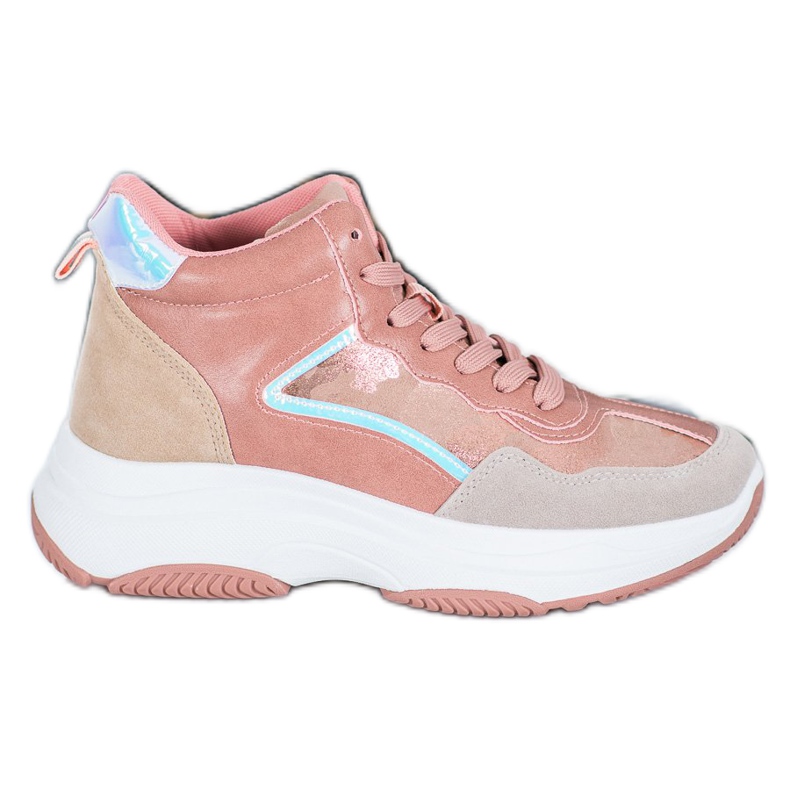 Ideal Shoes Magas csizma a platformon rózsaszín sokszínű Ideal Shoes Magas csizma a platformon rózsaszín sokszínű