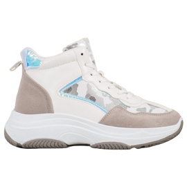 Ideal Shoes Magas csizma a platformon fehér barna sokszínű