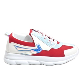 Női fehér sportcipők W-3112 piros sokszínű