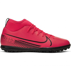 Nike Mercurial Superfly 7 Club Tf Jr AT8156-606 futballcipő piros narancs és vörös Nike Mercurial Superfly 7 Club Tf Jr AT8156-606 futballcipő piros narancs és vörös