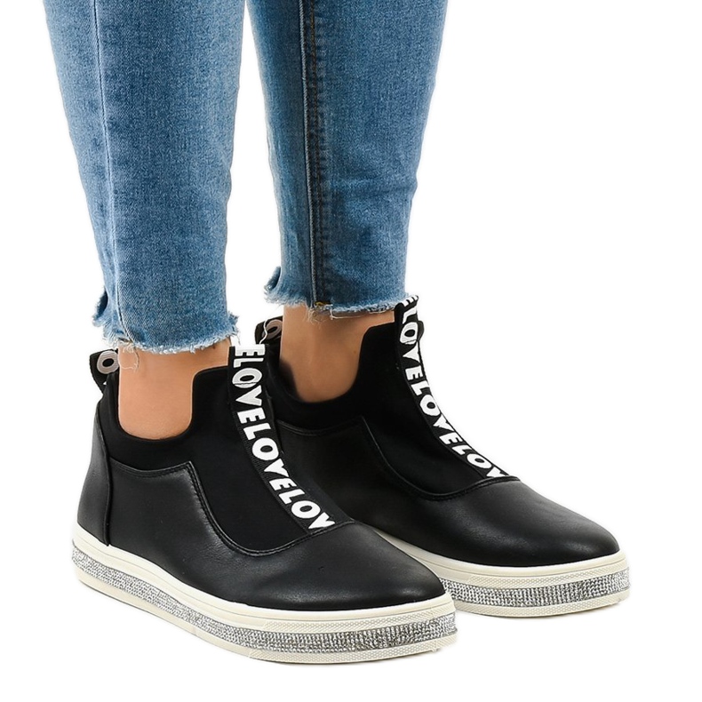 Fekete Lycra Slip-On cipők 1155-Y