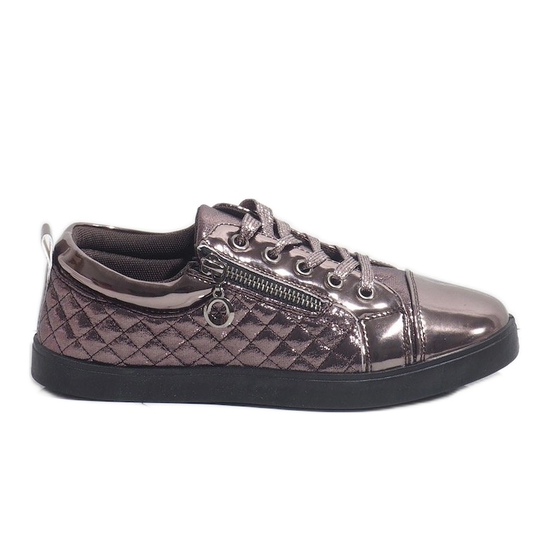 Sötét ezüst divatos női cipők R19-10 szürke