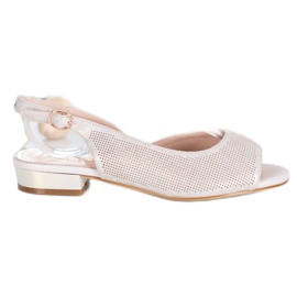 Sergio Leone Áttört szandál alacsony sarkú cipőben bézs Sergio Leone Áttört szandál alacsony sarkú cipőben bézs