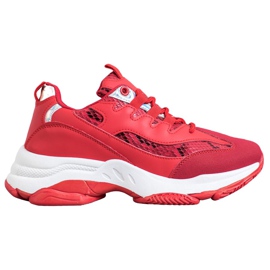 SHELOVET Snake Print Platform Cipők piros SHELOVET Snake Print Platform Cipők piros