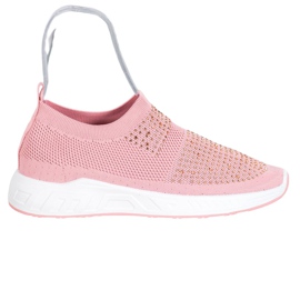 SHELOVET Csúszós cipő kristályokkal rózsaszín SHELOVET Csúszós cipő kristályokkal rózsaszín