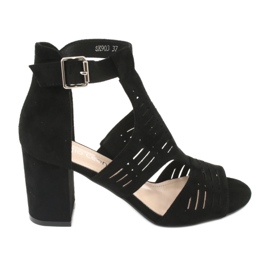 Sergio Leone SK903 velúr felsőrész szandál fekete Sergio Leone SK903 velúr felsőrész szandál fekete