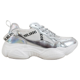 Goodin Ezüst bőr cipők szürke Goodin Ezüst bőr cipők szürke