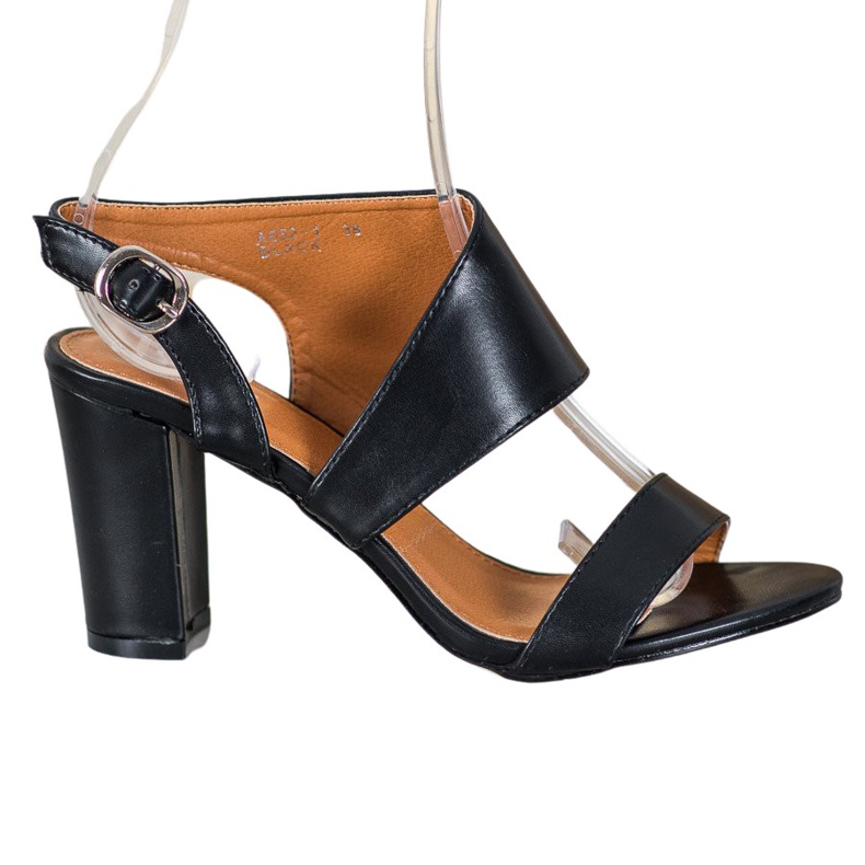 SHELOVET Kényelmes magas sarkú szandál fekete