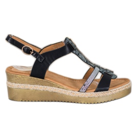 Small Swan Wedge szandál fekete