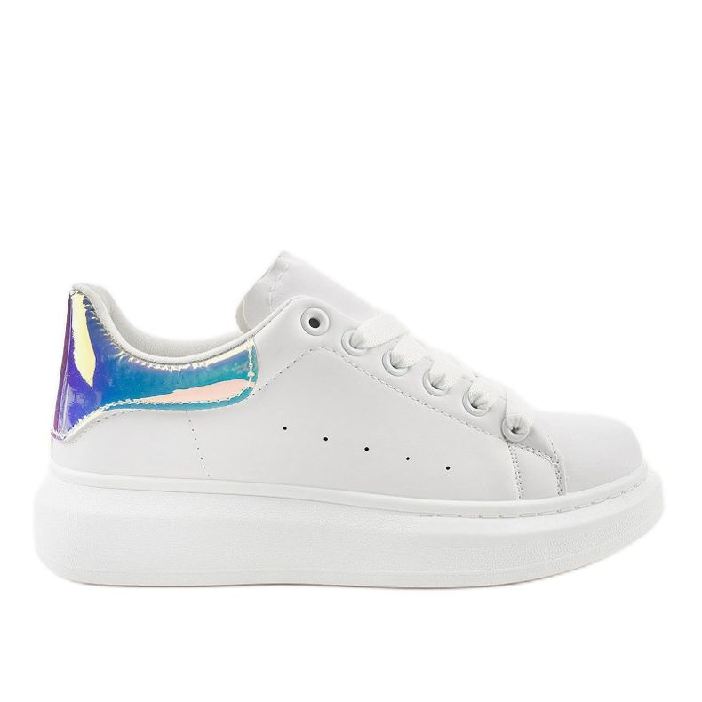 Fehér cipők vastag talpon 650-3 kék