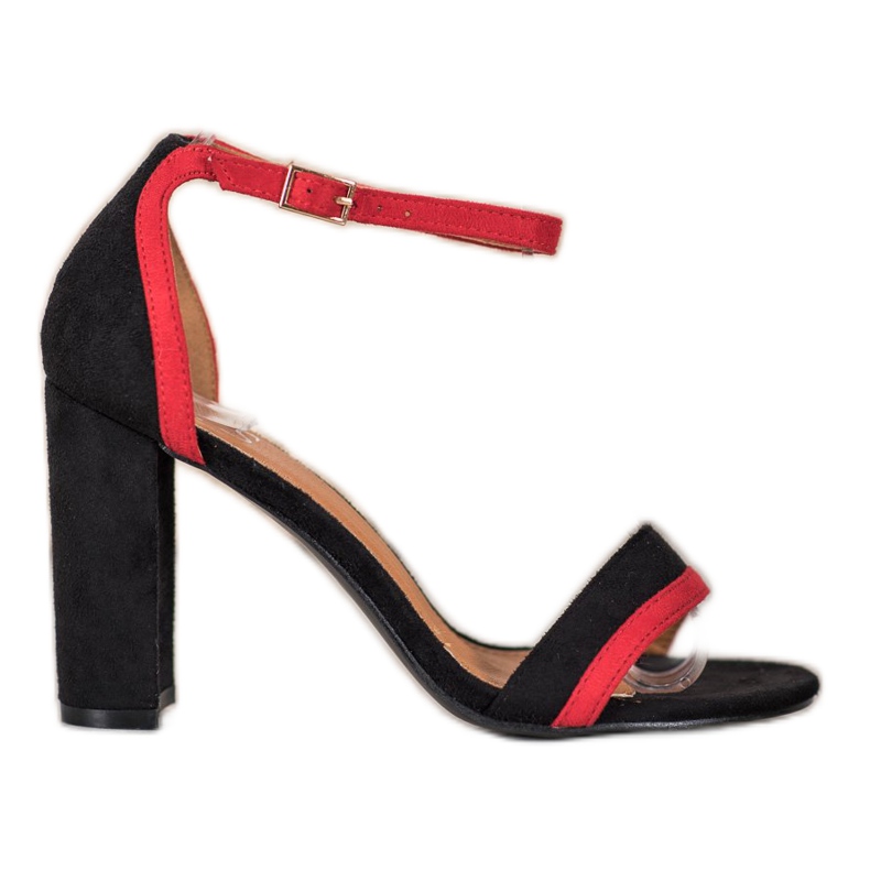 SHELOVET Stílusos magas sarkú szandál fekete