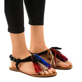 Fekete szandál rojtokkal 8839-194