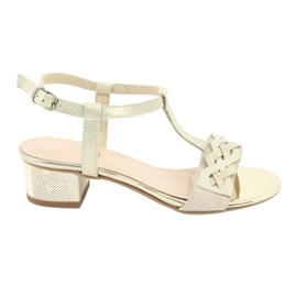 Gamis Női bőr szandál bézs/arany 3936