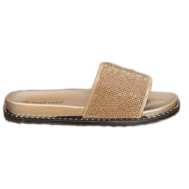 SHELOVET Divatos papucs köbcirkóniával sárga SHELOVET Divatos papucs köbcirkóniával sárga
