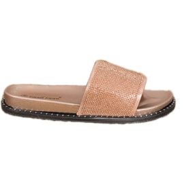 SHELOVET Divatos papucs köbcirkóniával sárga SHELOVET Divatos papucs köbcirkóniával sárga