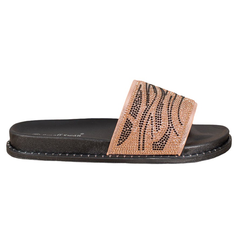 SHELOVET Divatos papucs köbcirkóniával barna sárga