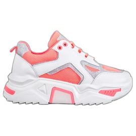 Seastar Divatos cipők csillogással fehér narancs