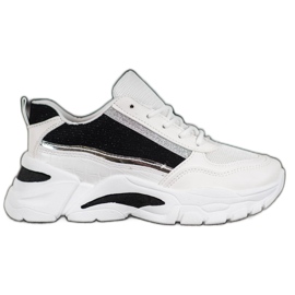 SHELOVET Stílusos cipők csillogással fehér fekete