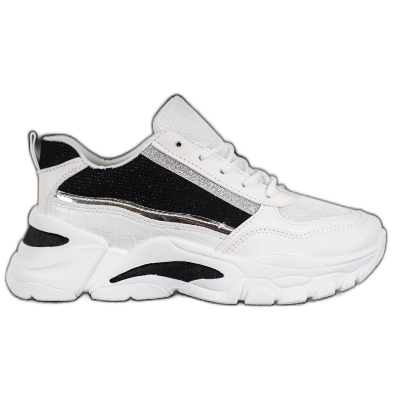 SHELOVET Stílusos cipők csillogással fehér fekete