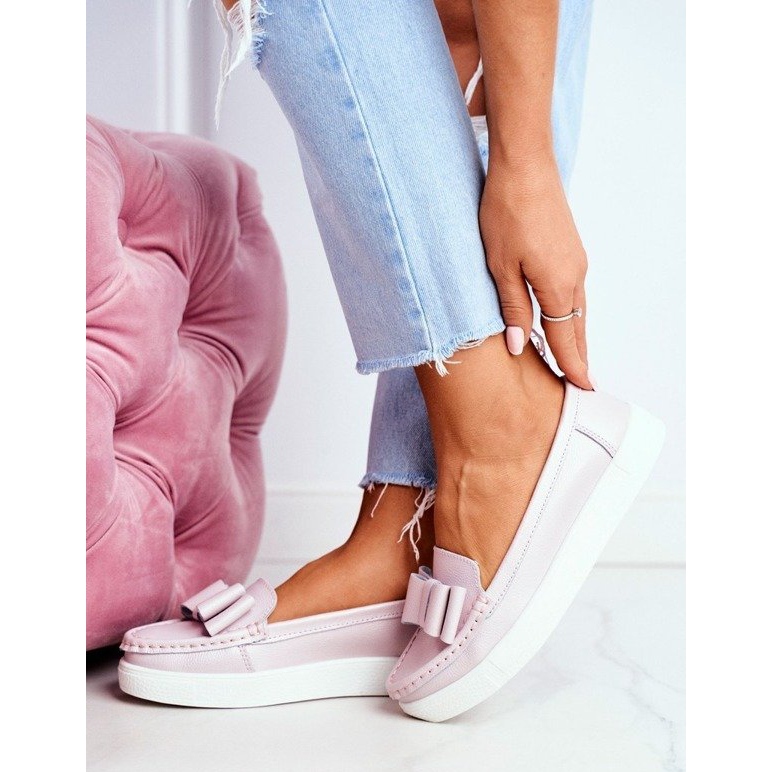 S.Barski Rózsaszín női bőr cipők LR92036