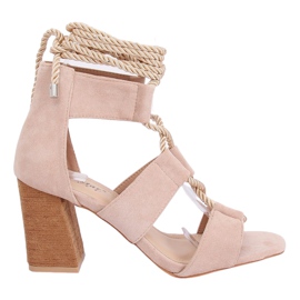 Bézs magas sarkú szandál LL-229P Bézs