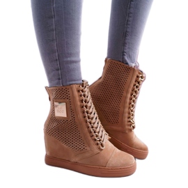 LU BOO Tevecipő, áttört női cipő B-3EA barna LU BOO Tevecipő, áttört női cipő B-3EA barna