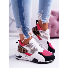 LU BOO Női fehér cipő leopárdmintával 12553-10 sokszínű