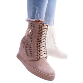 LU BOO Bézs színű női áttört B-3EA cipők LU BOO Bézs színű női áttört B-3EA cipők