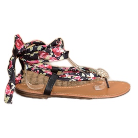SHELOVET Kötött szandál ananásszal fekete sokszínű