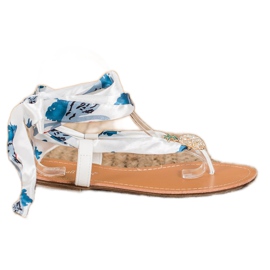 SHELOVET Kötött szandál ananásszal fehér sokszínű