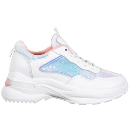 SHELOVET Divatos cipők flitterekkel fehér